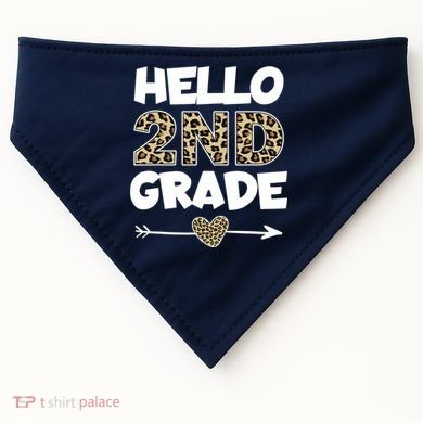 Hello 2nd Grade Leopard Print Second Grade Teacher Kids Gift USA-Made Doggie Bandana