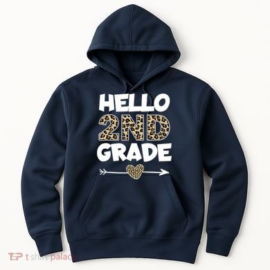 Hello 2nd Grade Leopard Print Second Grade Teacher Kids Gift Hoodie