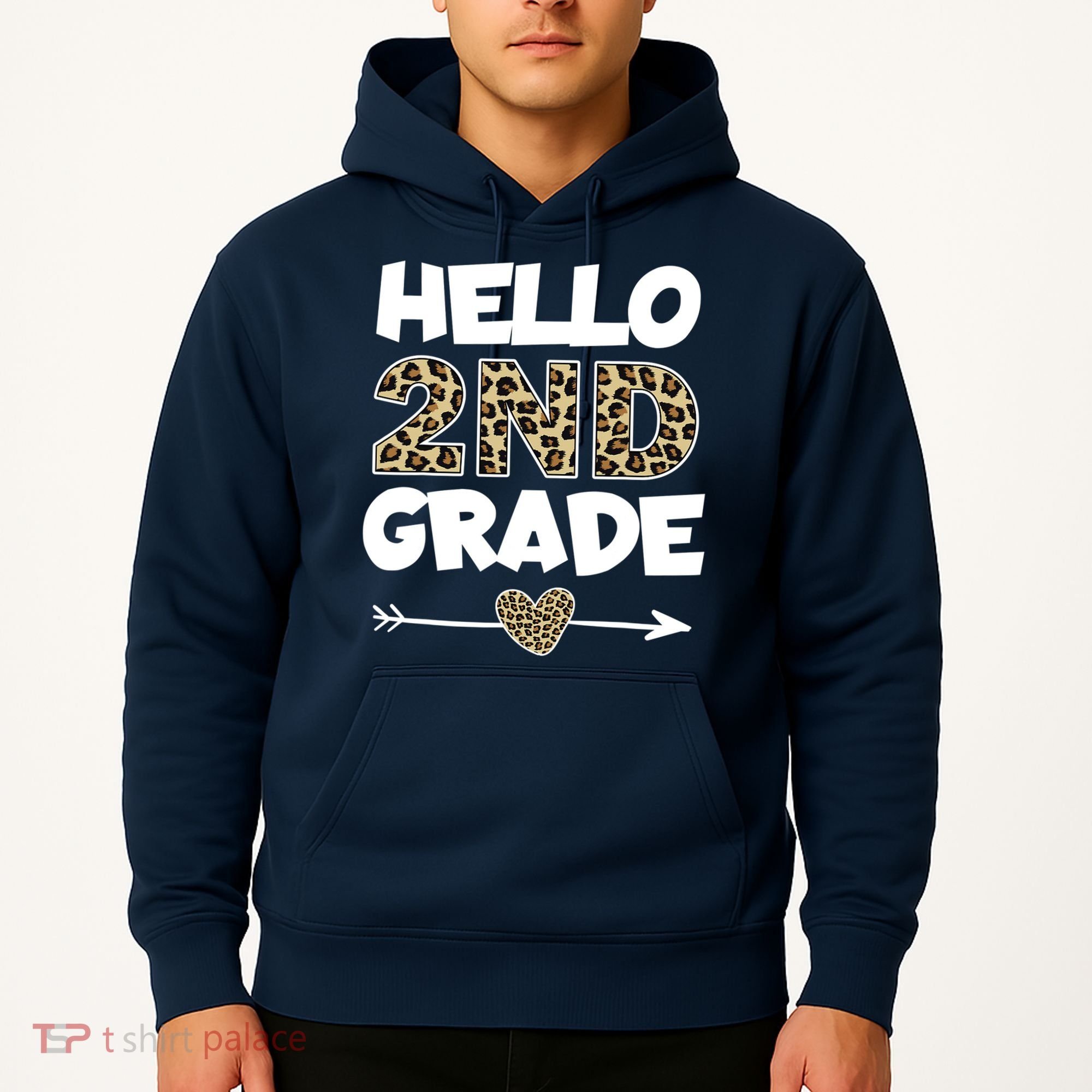 Hello 2nd Grade Leopard Print Second Grade Teacher Kids Gift Hoodie