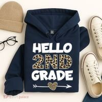 Hello 2nd Grade Leopard Print Second Grade Teacher Kids Gift Hoodie thumb 4
