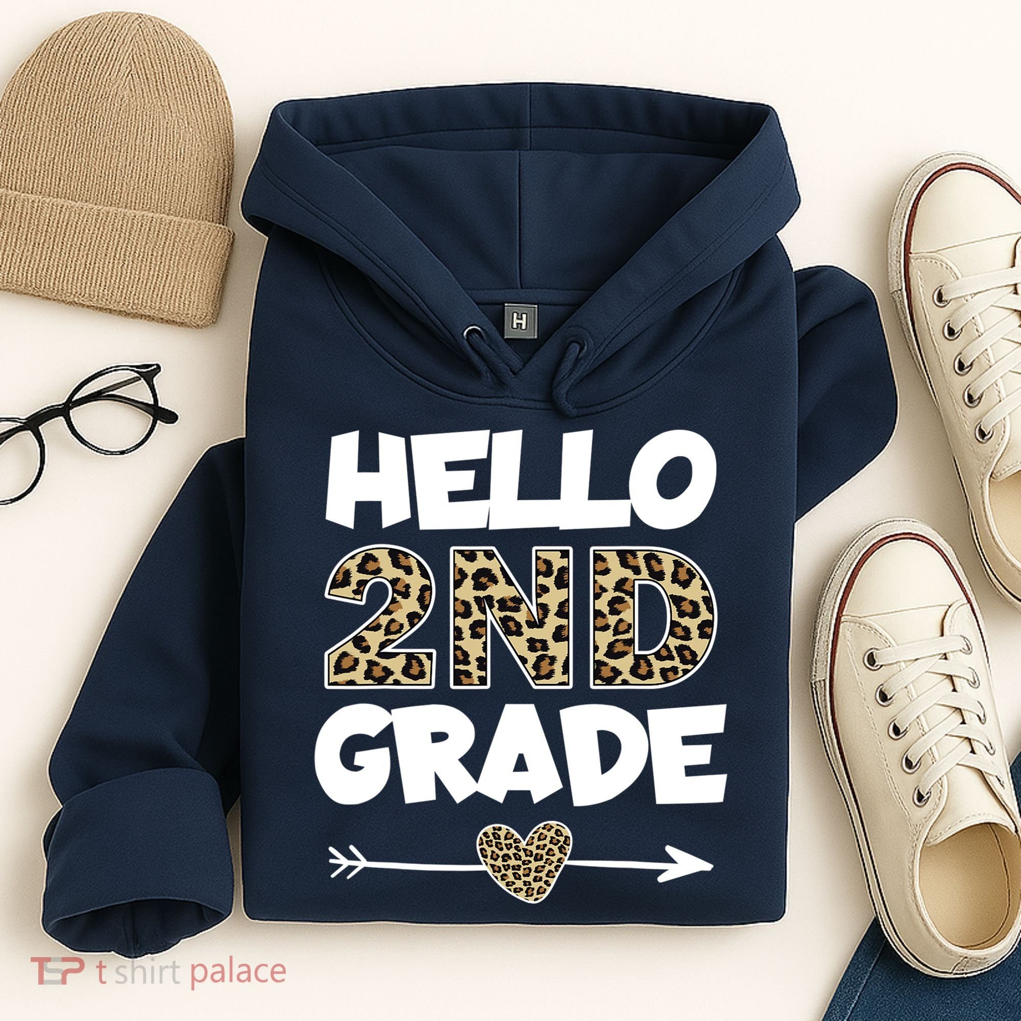 Hello 2nd Grade Leopard Print Second Grade Teacher Kids Gift Hoodie