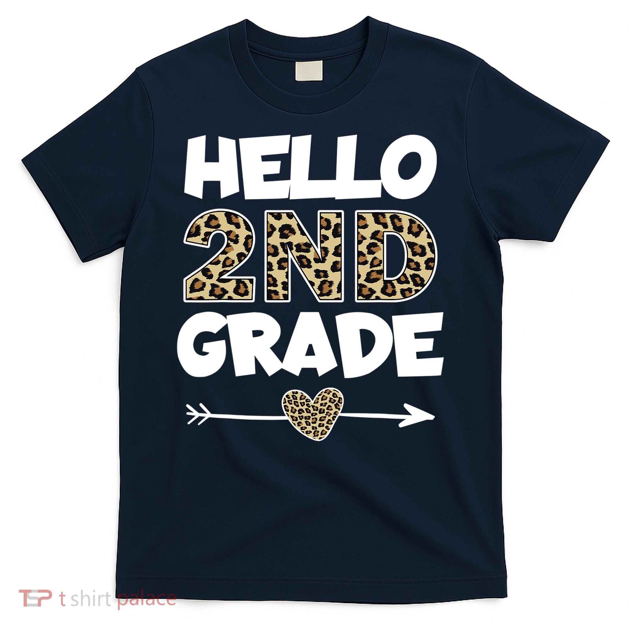 Hello 2nd Grade Leopard Print Second Grade Teacher Kids Gift T-Shirt