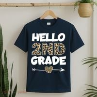 Hello 2nd Grade Leopard Print Second Grade Teacher Kids Gift T-Shirt thumb 2