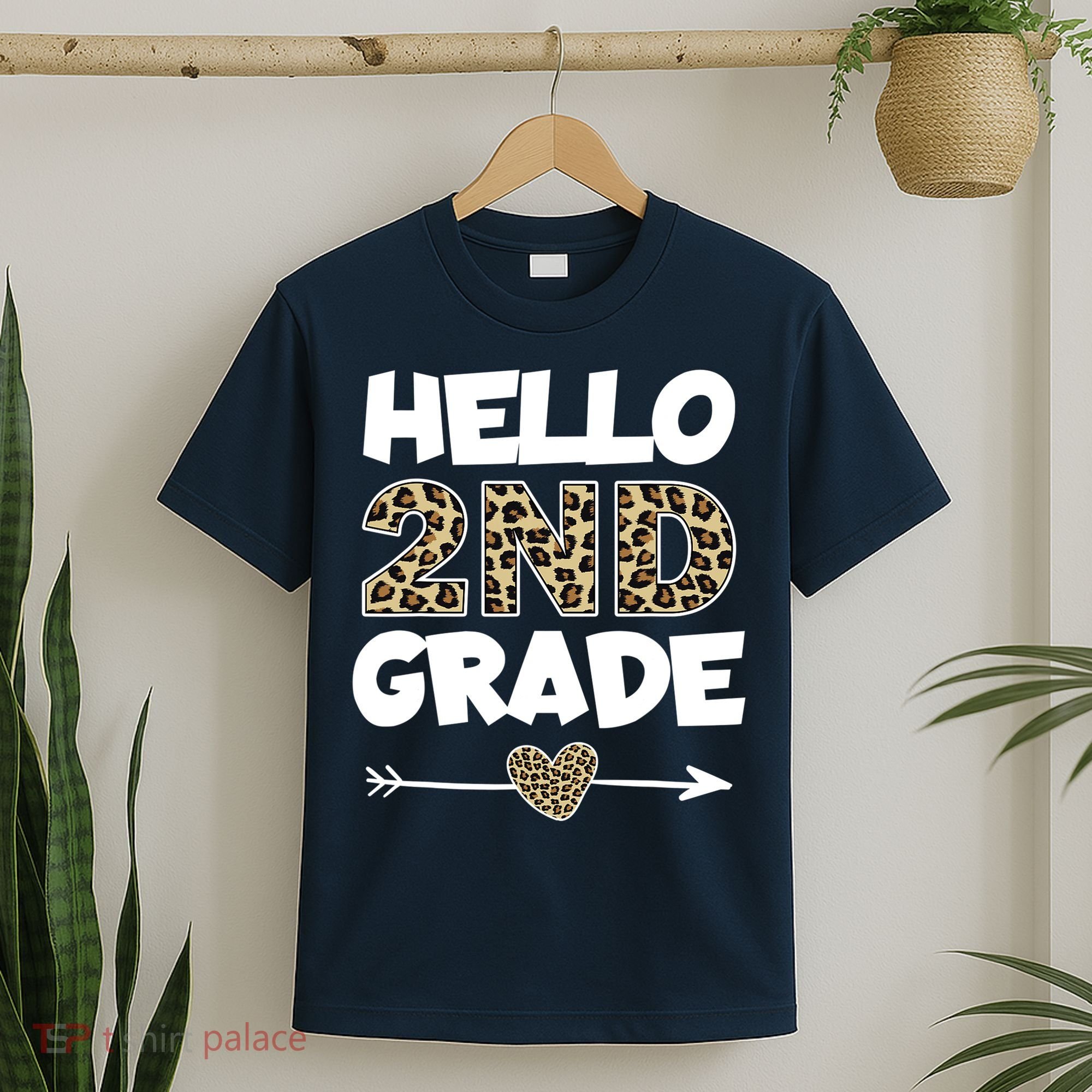 Hello 2nd Grade Leopard Print Second Grade Teacher Kids Gift T-Shirt