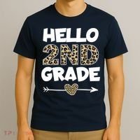 Hello 2nd Grade Leopard Print Second Grade Teacher Kids Gift T-Shirt thumb 3