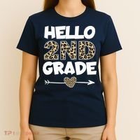Hello 2nd Grade Leopard Print Second Grade Teacher Kids Gift T-Shirt thumb 4