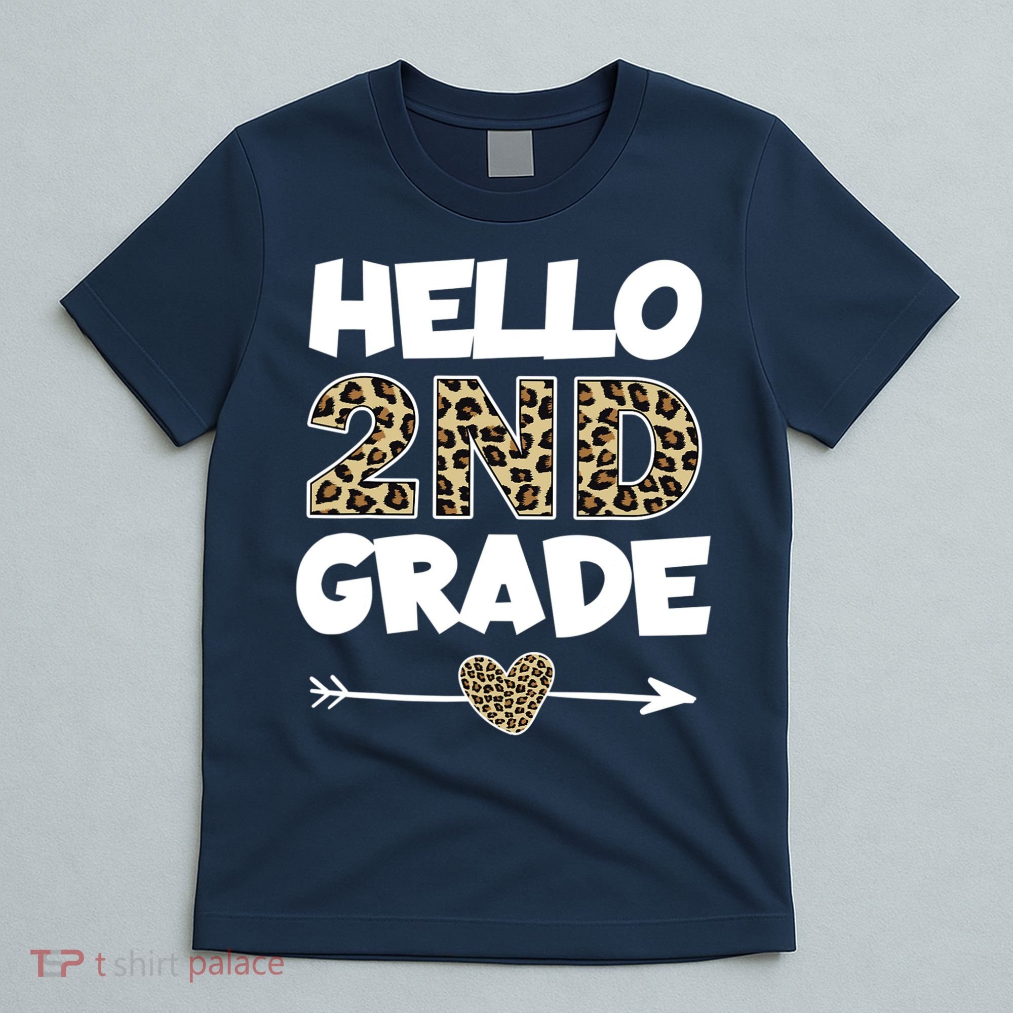 Hello 2nd Grade Leopard Print Second Grade Teacher Kids Gift T-Shirt