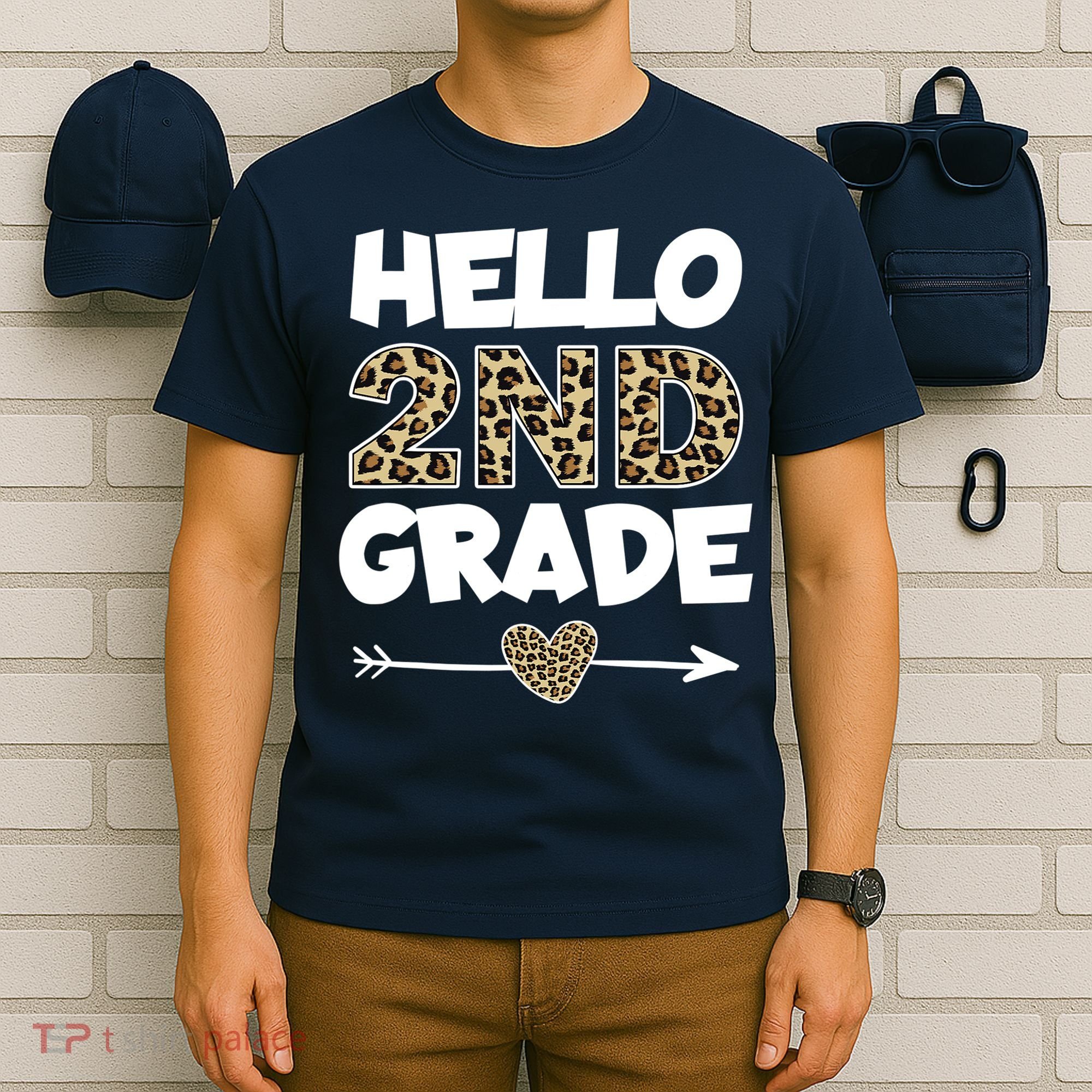 Hello 2nd Grade Leopard Print Second Grade Teacher Kids Gift T-Shirt