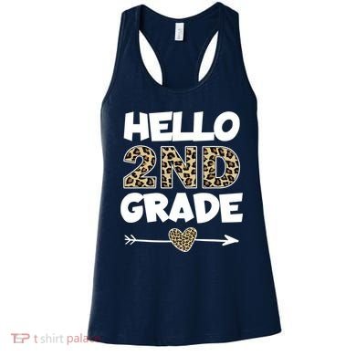 Hello 2nd Grade Leopard Print Second Grade Teacher Kids Gift Women's Tank Top