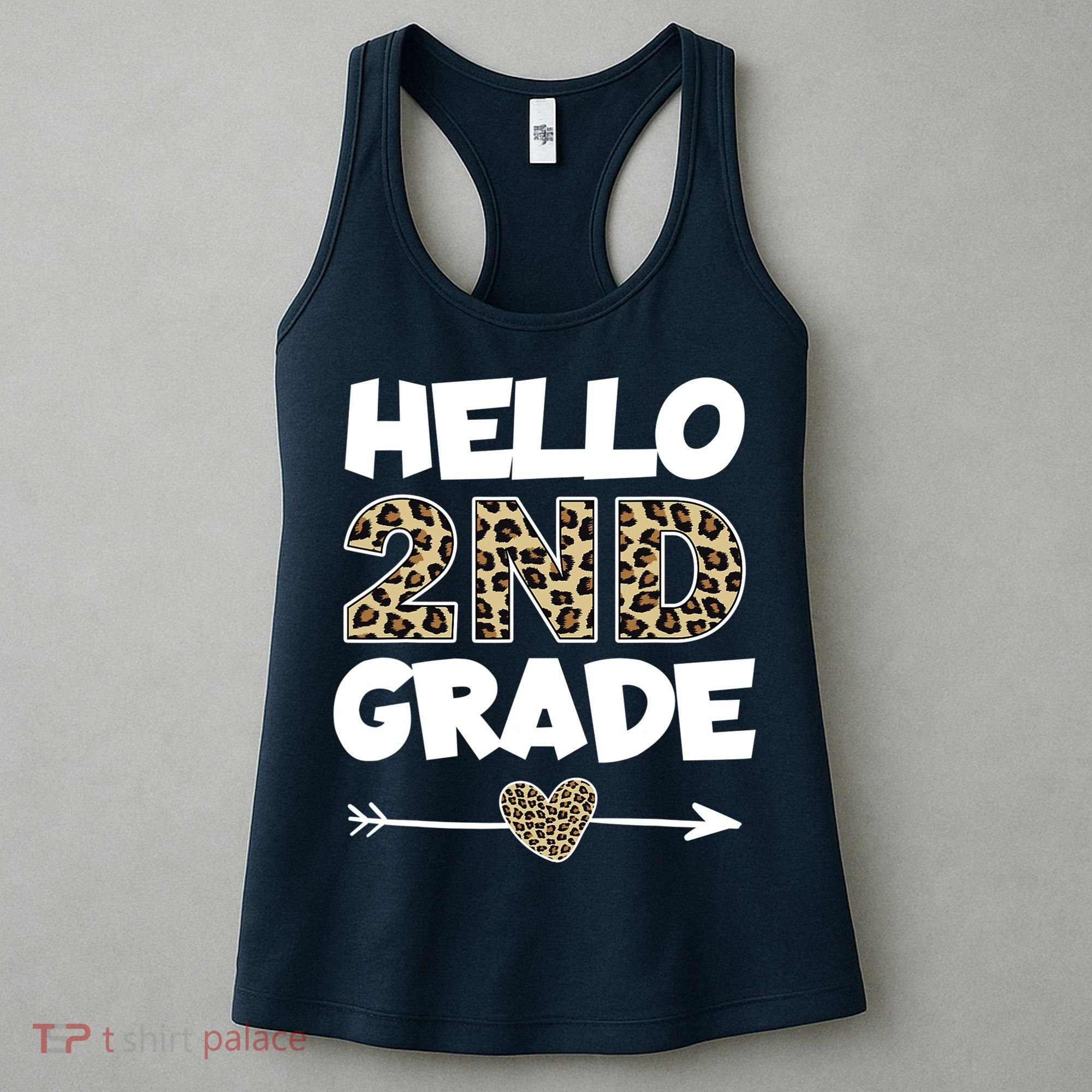 Hello 2nd Grade Leopard Print Second Grade Teacher Kids Gift Women's Tank Top