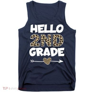 Hello 2nd Grade Leopard Print Second Grade Teacher Kids Gift Tank Top