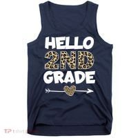 Hello 2nd Grade Leopard Print Second Grade Teacher Kids Gift Tank Top thumb 0