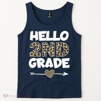 Hello 2nd Grade Leopard Print Second Grade Teacher Kids Gift Tank Top thumb 2