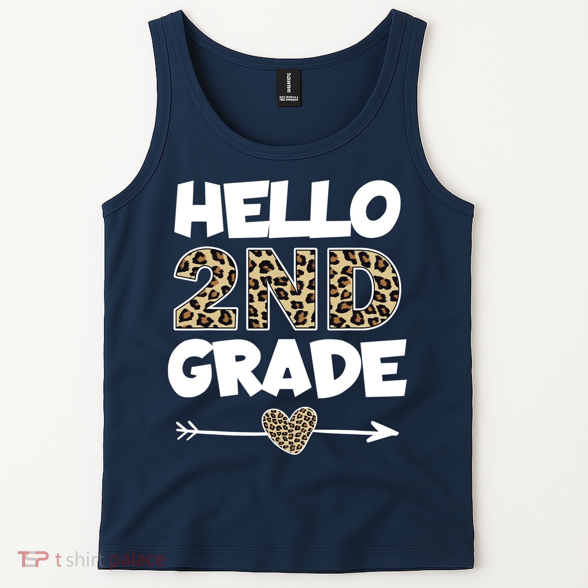 Hello 2nd Grade Leopard Print Second Grade Teacher Kids Gift Tank Top