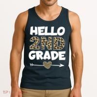 Hello 2nd Grade Leopard Print Second Grade Teacher Kids Gift Tank Top thumb 3