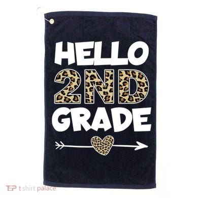 Hello 2nd Grade Leopard Print Second Grade Teacher Kids Gift Golf Towel