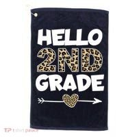 Hello 2nd Grade Leopard Print Second Grade Teacher Kids Gift Golf Towel thumb 0