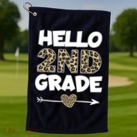 Hello 2nd Grade Leopard Print Second Grade Teacher Kids Gift Golf Towel thumb 1