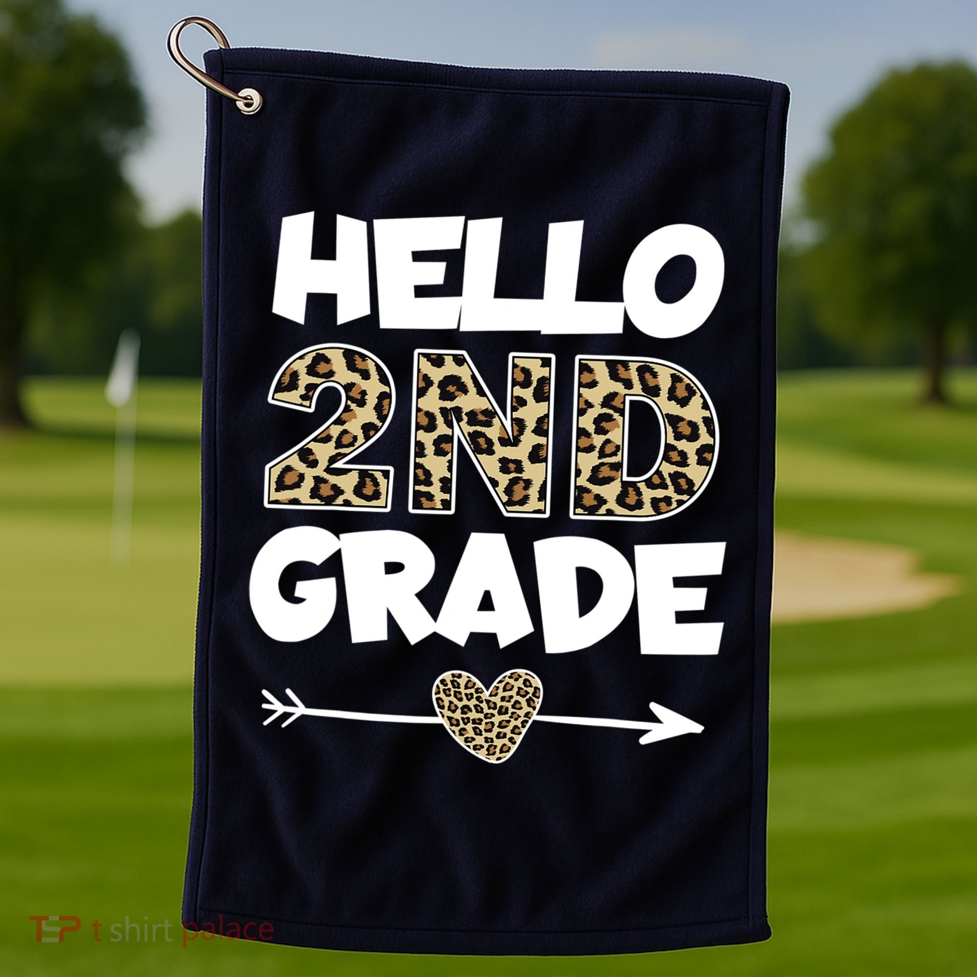 Hello 2nd Grade Leopard Print Second Grade Teacher Kids Gift Golf Towel