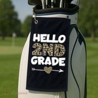 Hello 2nd Grade Leopard Print Second Grade Teacher Kids Gift Golf Towel thumb 2