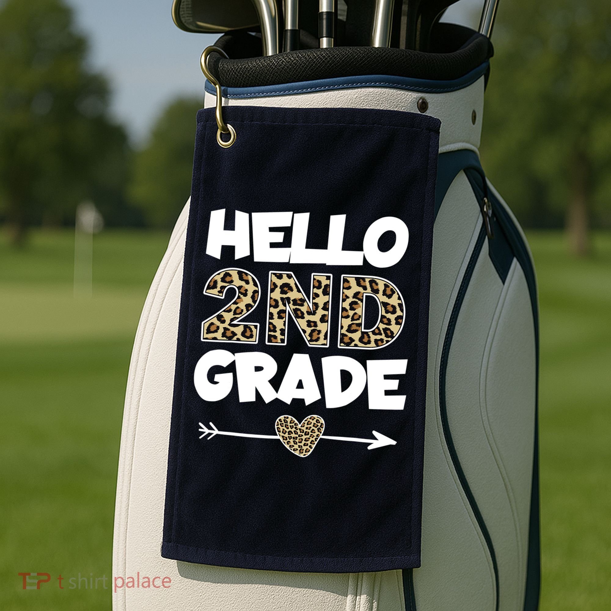Hello 2nd Grade Leopard Print Second Grade Teacher Kids Gift Golf Towel