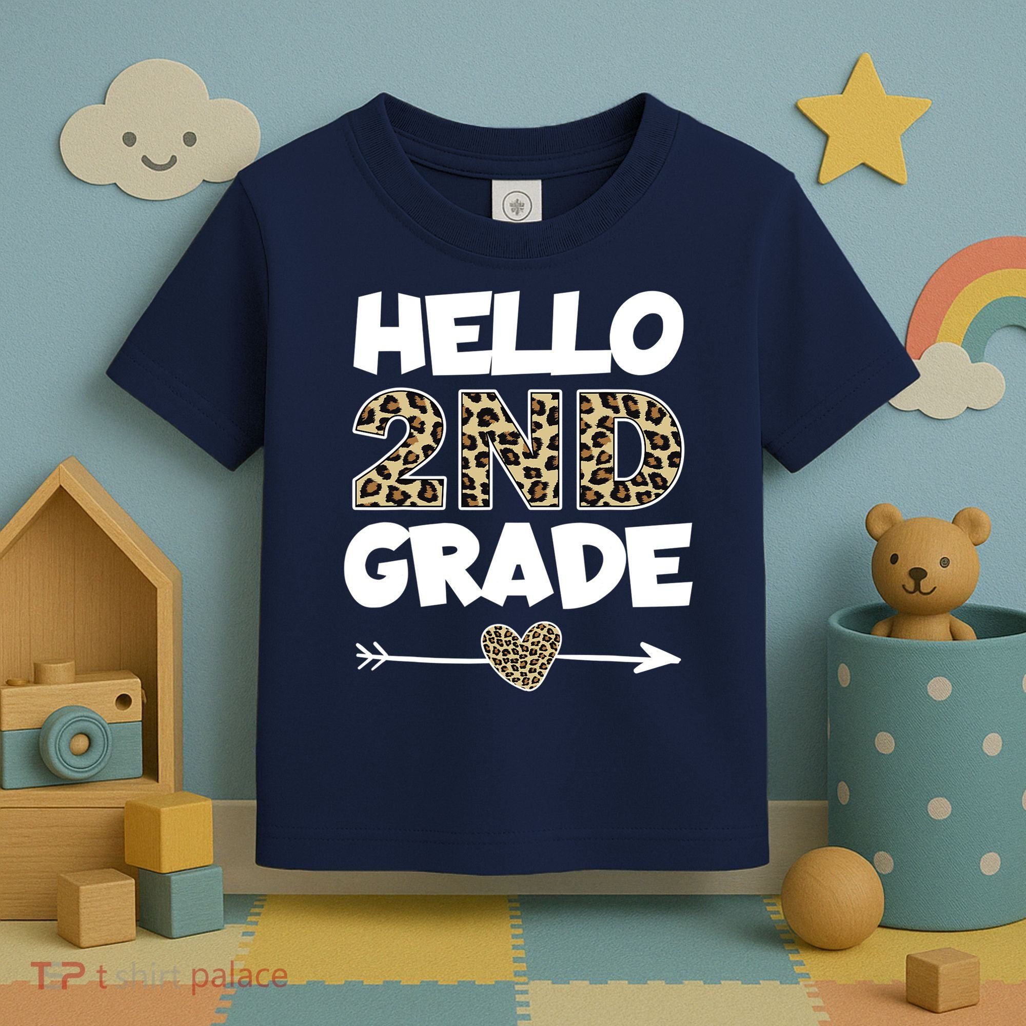 Hello 2nd Grade Leopard Print Second Grade Teacher Kids Gift Toddler T-Shirt
