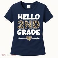 Hello 2nd Grade Leopard Print Second Grade Teacher Kids Gift Women's T-Shirt thumb 0