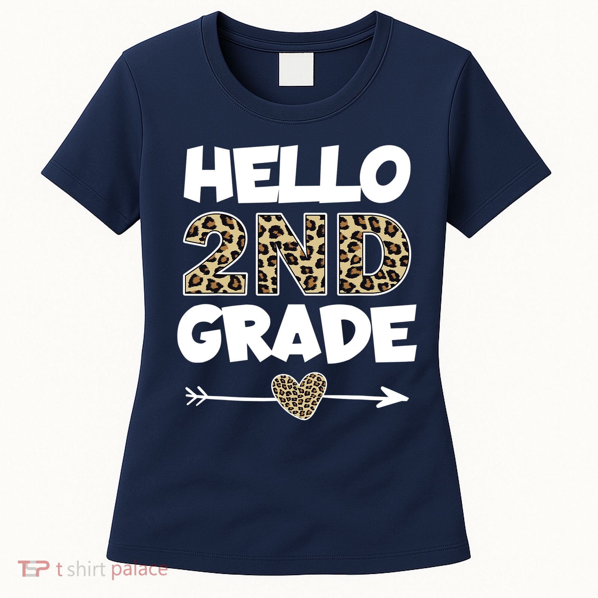 Hello 2nd Grade Leopard Print Second Grade Teacher Kids Gift Women's T-Shirt