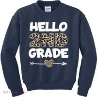 Hello 2nd Grade Leopard Print Second Grade Teacher Kids Gift Kids Sweatshirt thumb 0