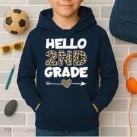 Hello 2nd Grade Leopard Print Second Grade Teacher Kids Gift Kids Hoodie thumb 2