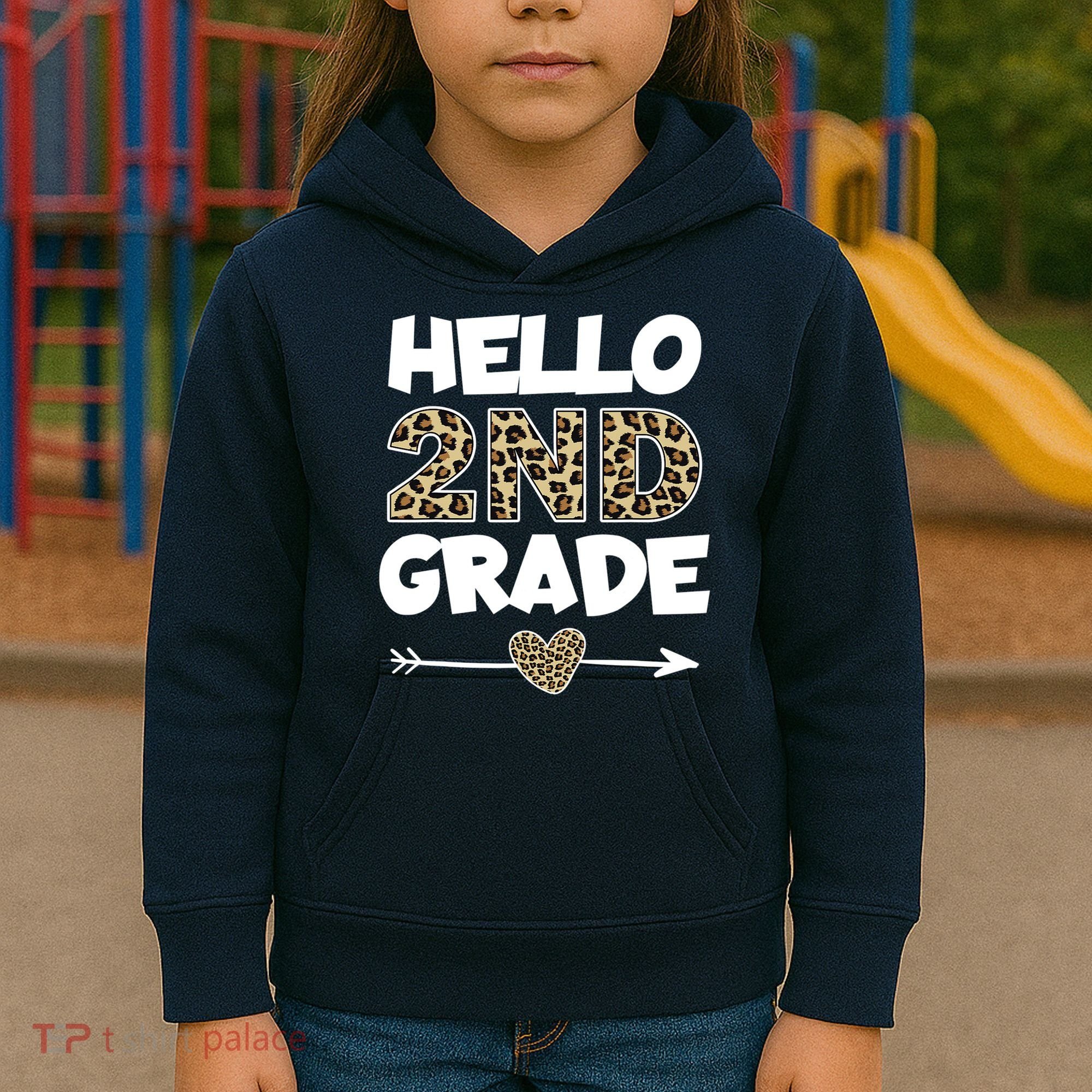 Hello 2nd Grade Leopard Print Second Grade Teacher Kids Gift Kids Hoodie