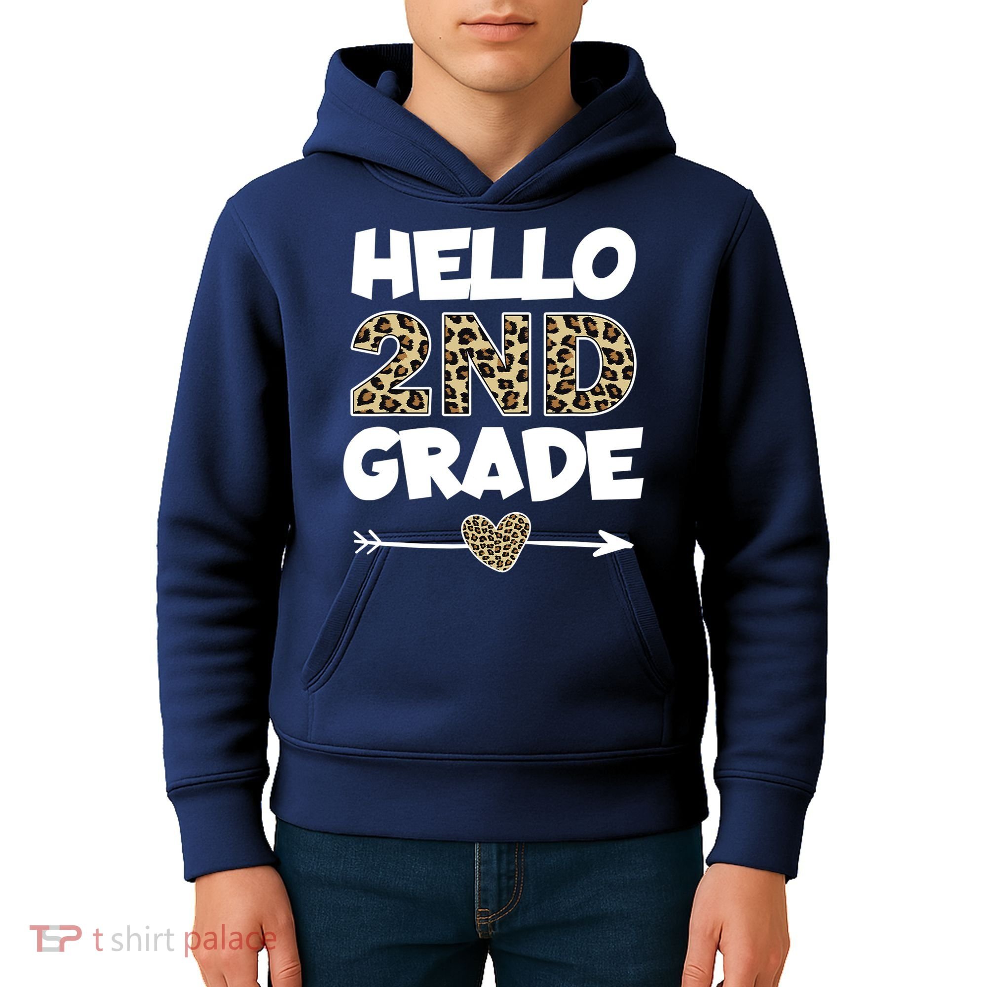 Hello 2nd Grade Leopard Print Second Grade Teacher Kids Gift Kids Hoodie