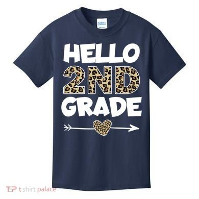 Hello 2nd Grade Leopard Print Second Grade Teacher Kids Gift Kids T-Shirt
