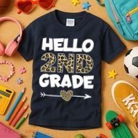Hello 2nd Grade Leopard Print Second Grade Teacher Kids Gift Kids T-Shirt thumb 3