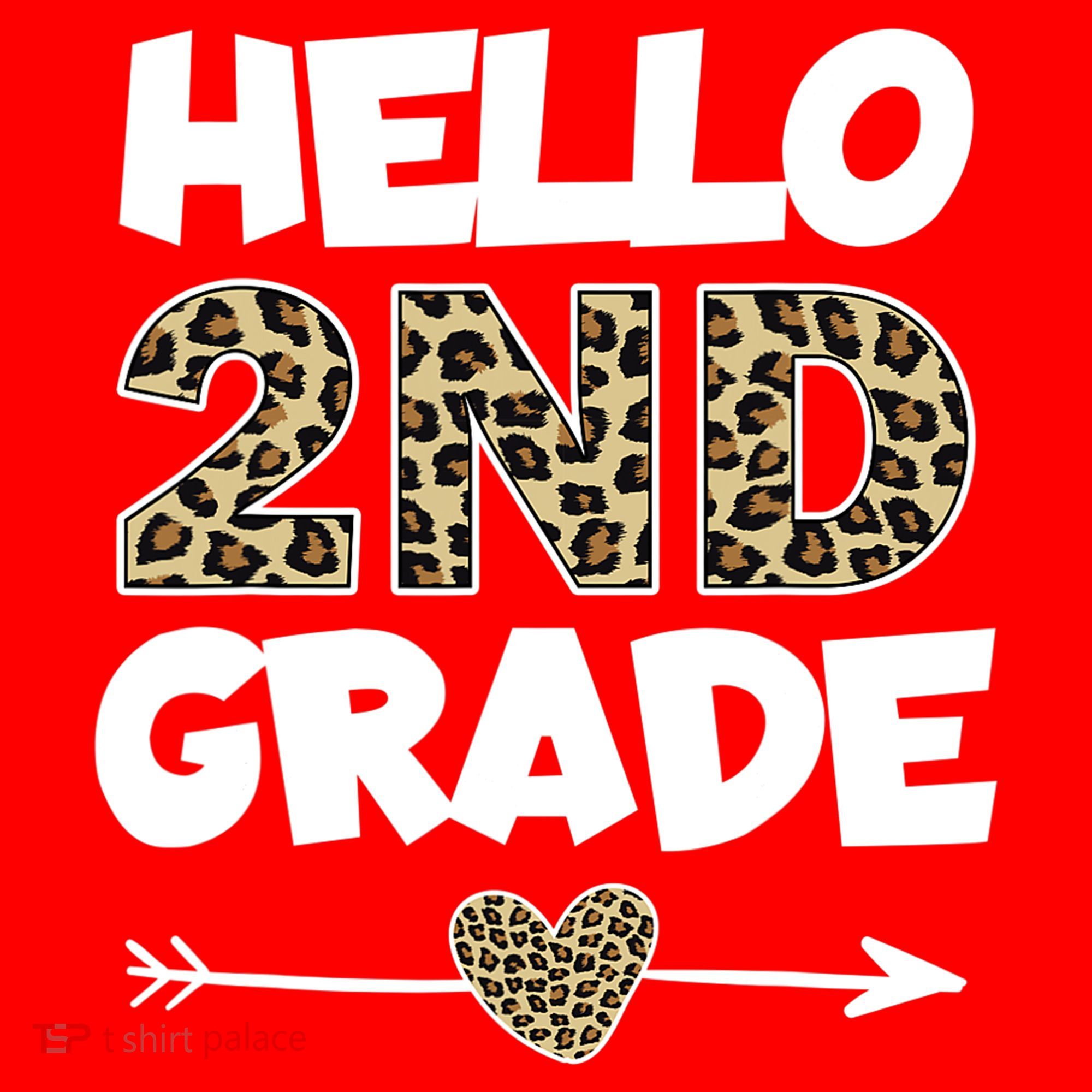 Hello 2nd Grade Leopard Print Second Grade Teacher Kids Gift Santa Hat