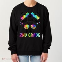 Hello 2nd Grade Messy Hair Bun Girl Back To School First Day Women's Sweatshirt thumb 0
