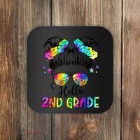 Hello 2nd Grade Messy Hair Bun Girl Back To School First Day Coaster thumb 0