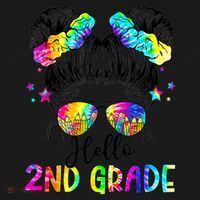 Hello 2nd Grade Messy Hair Bun Girl Back To School First Day Coaster thumb 2