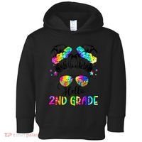 Hello 2nd Grade Messy Hair Bun Girl Back To School First Day Toddler Hoodie thumb 0