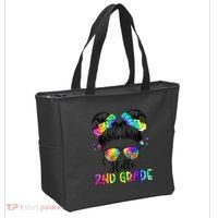 Hello 2nd Grade Messy Hair Bun Girl Back To School First Day Tote Bag thumb 2