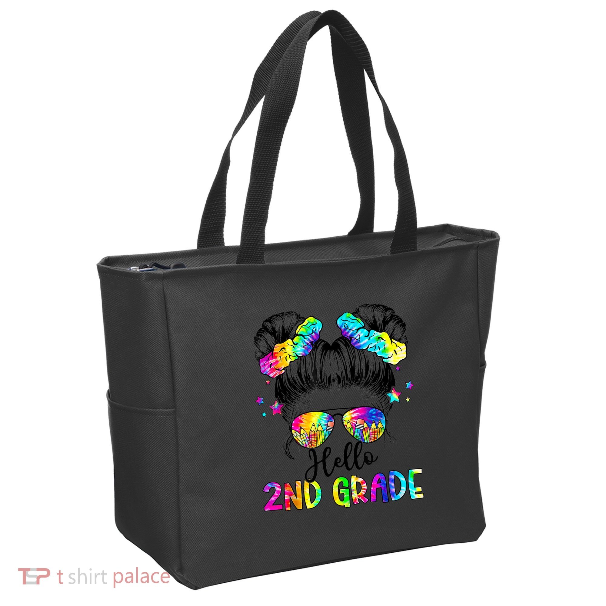 Hello 2nd Grade Messy Hair Bun Girl Back To School First Day Tote Bag