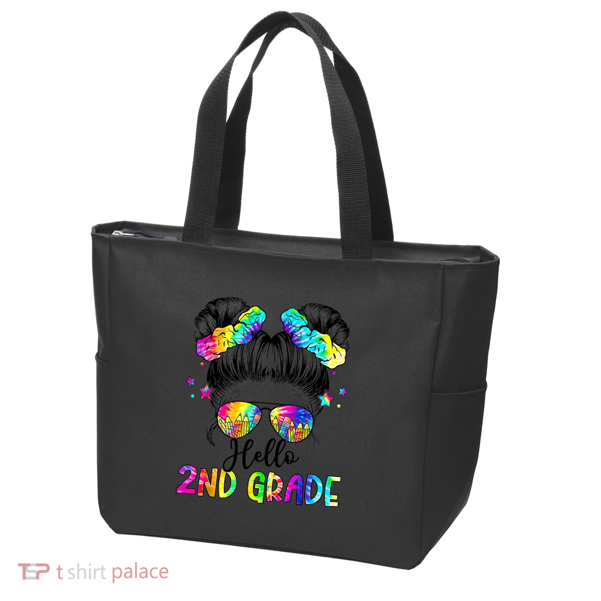 Hello 2nd Grade Messy Hair Bun Girl Back To School First Day Tote Bag