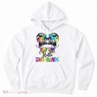 Hello 2nd Grade Messy Hair Bun Girl Back To School First Day Hoodie thumb 0
