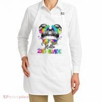 Hello 2nd Grade Messy Hair Bun Girl Back To School First Day Apron thumb 2