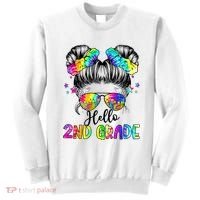 Hello 2nd Grade Messy Hair Bun Girl Back To School First Day Sweatshirt thumb 0