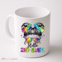 Hello 2nd Grade Messy Hair Bun Girl Back To School First Day Coffee Mug thumb 0