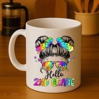 Hello 2nd Grade Messy Hair Bun Girl Back To School First Day Coffee Mug thumb 4