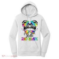 Hello 2nd Grade Messy Hair Bun Girl Back To School First Day Women's Hoodie thumb 0