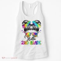 Hello 2nd Grade Messy Hair Bun Girl Back To School First Day Women's Tank Top thumb 0