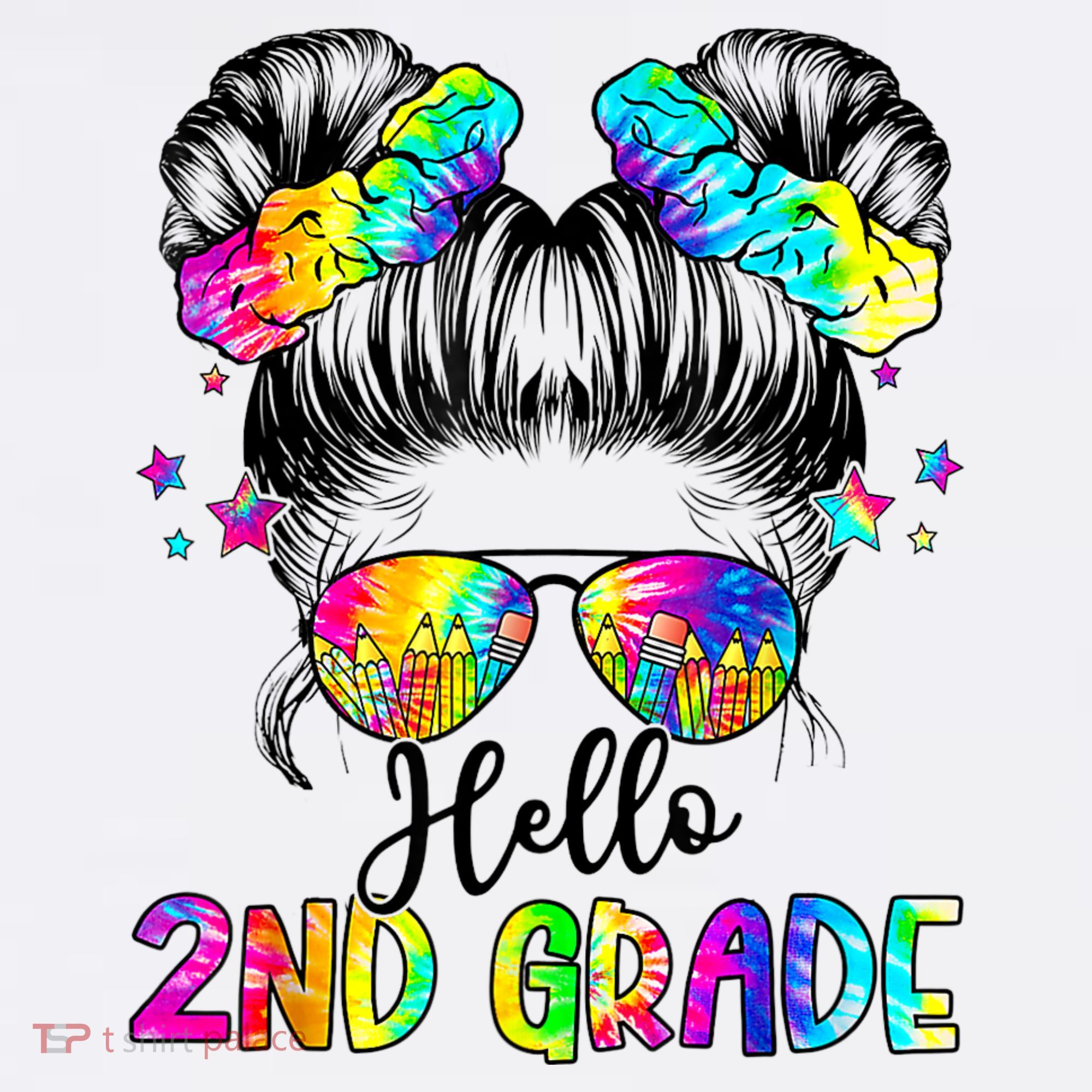 Hello 2nd Grade Messy Hair Bun Girl Back To School First Day Visor